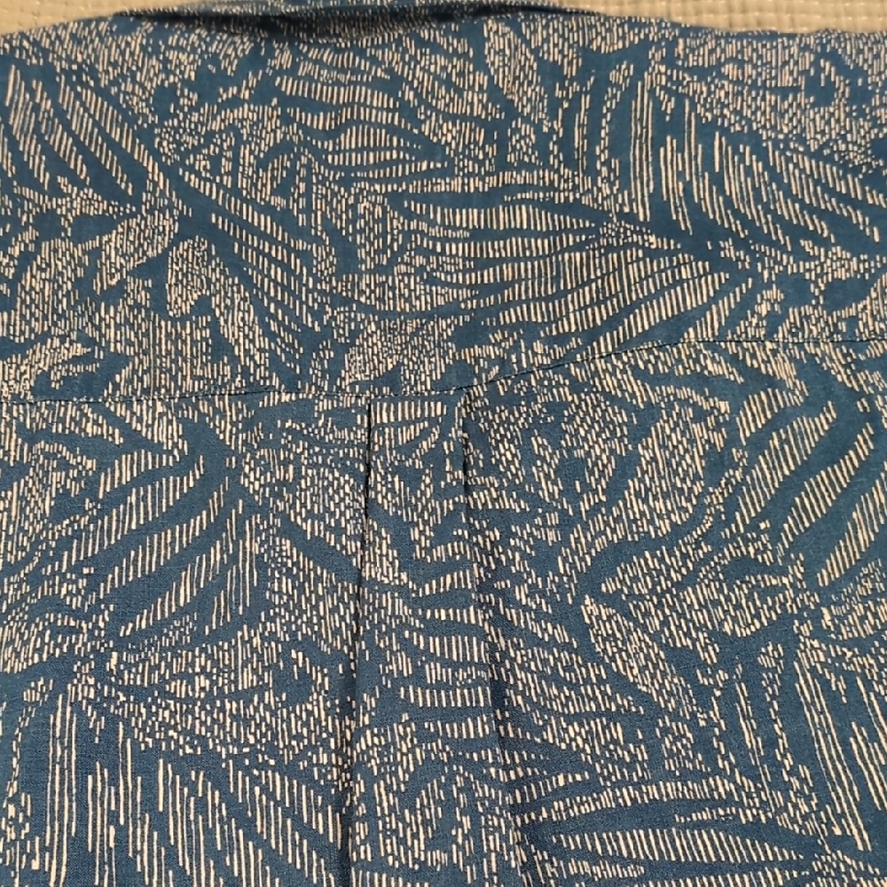 Sigrid Olsen Teal and Cream Patterned Linen Shirt - Picture 7 of 7